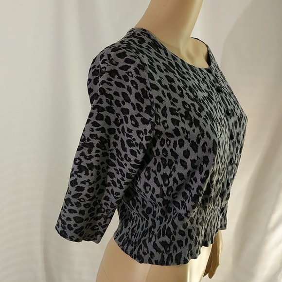 WHBM animal print cropped top short sleeve shrug S - Picture 4 of 7